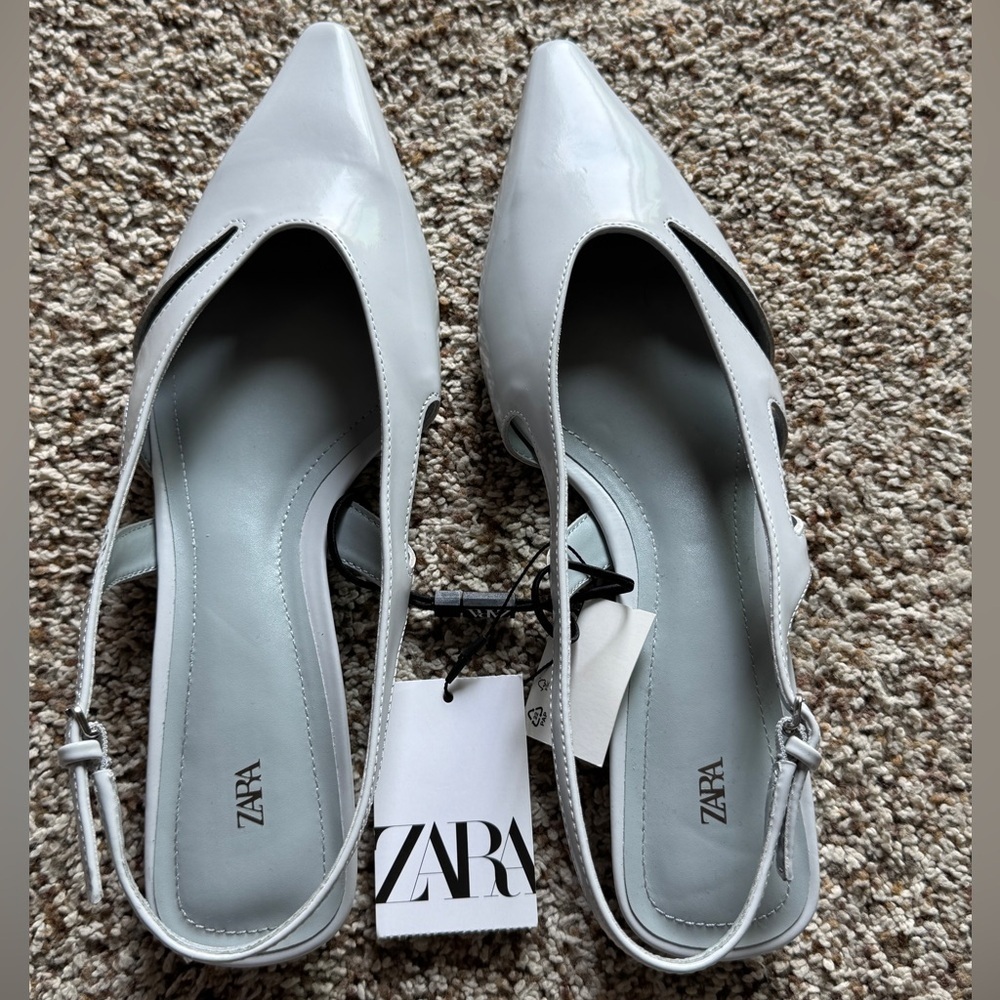Zara Women's Gray Slingback Flats - Picture 4 of 9